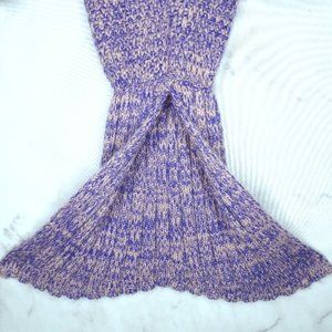 Mermaid Tail Knit Blanket Purple